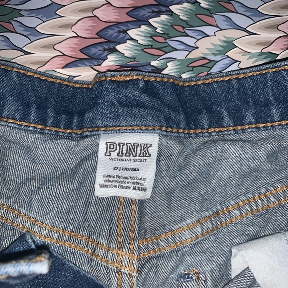PINK Victoria's Secret Blue Jean Shorts High-Waisted - Picture 3 of 3